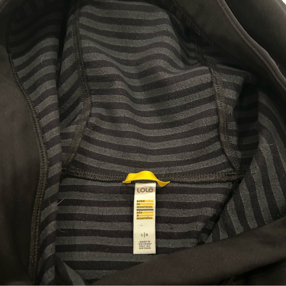 Lole Esma Hoodie L Black Activewear Moisture Wicking Water Repellent Comfy Lined - Picture 11 of 13